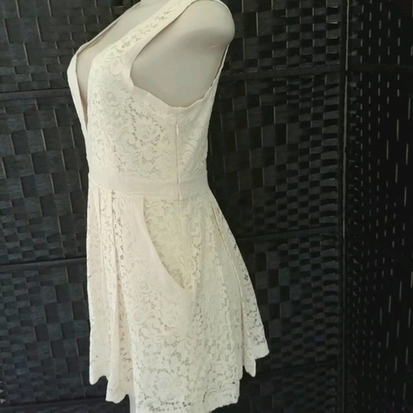 Free People Cream V neck Lace Dress - Picture 5 of 8